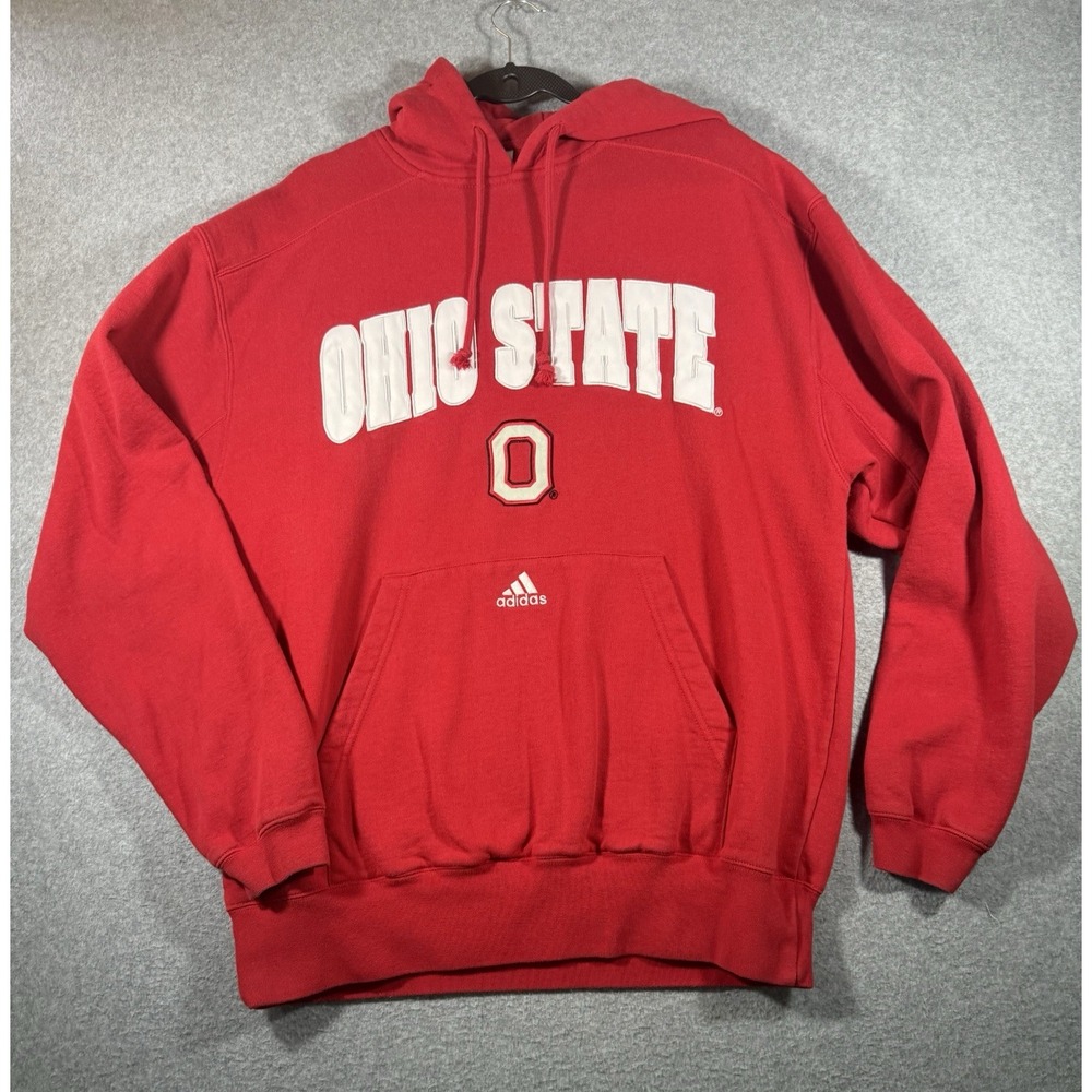 Adidas Ohio State Buckeyes Hoodie Size L Red Pullover Sweatshirt